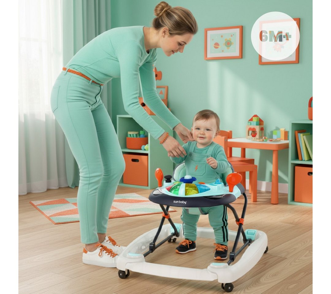 Sun Baby Lauflernhilfe SUN BABY Grand Prix Lauflernhilfe 2in1 Schaukel Sound - Blau-Grau Bild 5