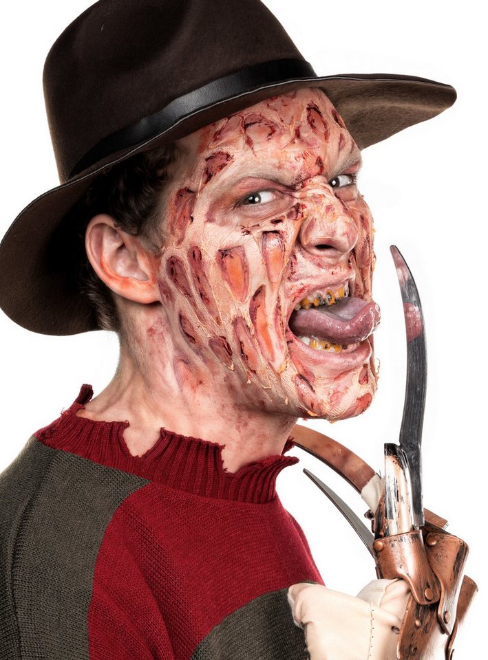 Maskworld Theaterschminke Make-up Set Freddy, Halloween Schminkset mit optimal aufeinander abgestimmten Komponenten Bild 5