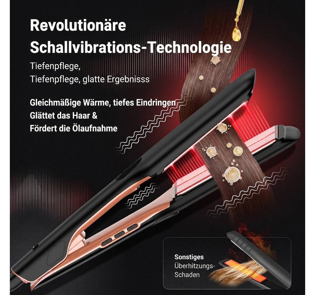 Rolipo Multihaarstyler 1,75'' Glätteisen & Ionen- Infrarot-Technologie Hairstyler LCD Display, 8 Temperaturstufen Sonic Vibration 100–240V für dickes/lockiges Haar Bild 3