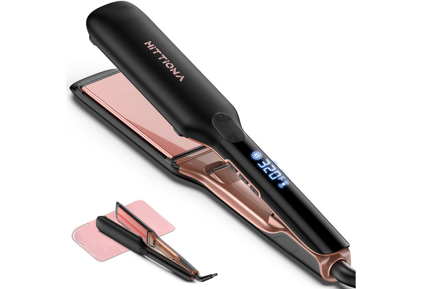 Rolipo Multihaarstyler 1,75'' Glätteisen & Ionen- Infrarot-Technologie Hairstyler LCD Display, 8 Temperaturstufen Sonic Vibration 100–240V für dickes/lockiges Haar Bild 5