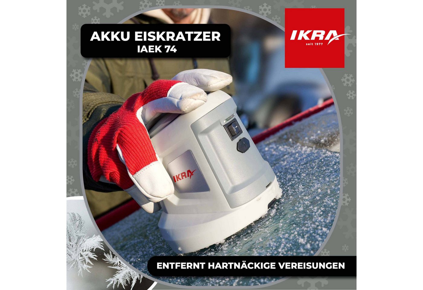 ikra GmbH Eiskratzer IAEK 74 Akku (7,4 Volt, 2,0 Ah) & Lader, rotierende Scheibe, Kunststoffklingen Bild 3