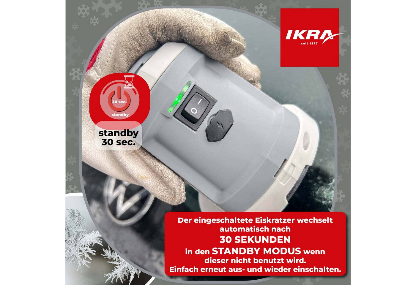 ikra GmbH Eiskratzer IAEK 74 Akku (7,4 Volt, 2,0 Ah) & Lader, rotierende Scheibe, Kunststoffklingen Bild 5