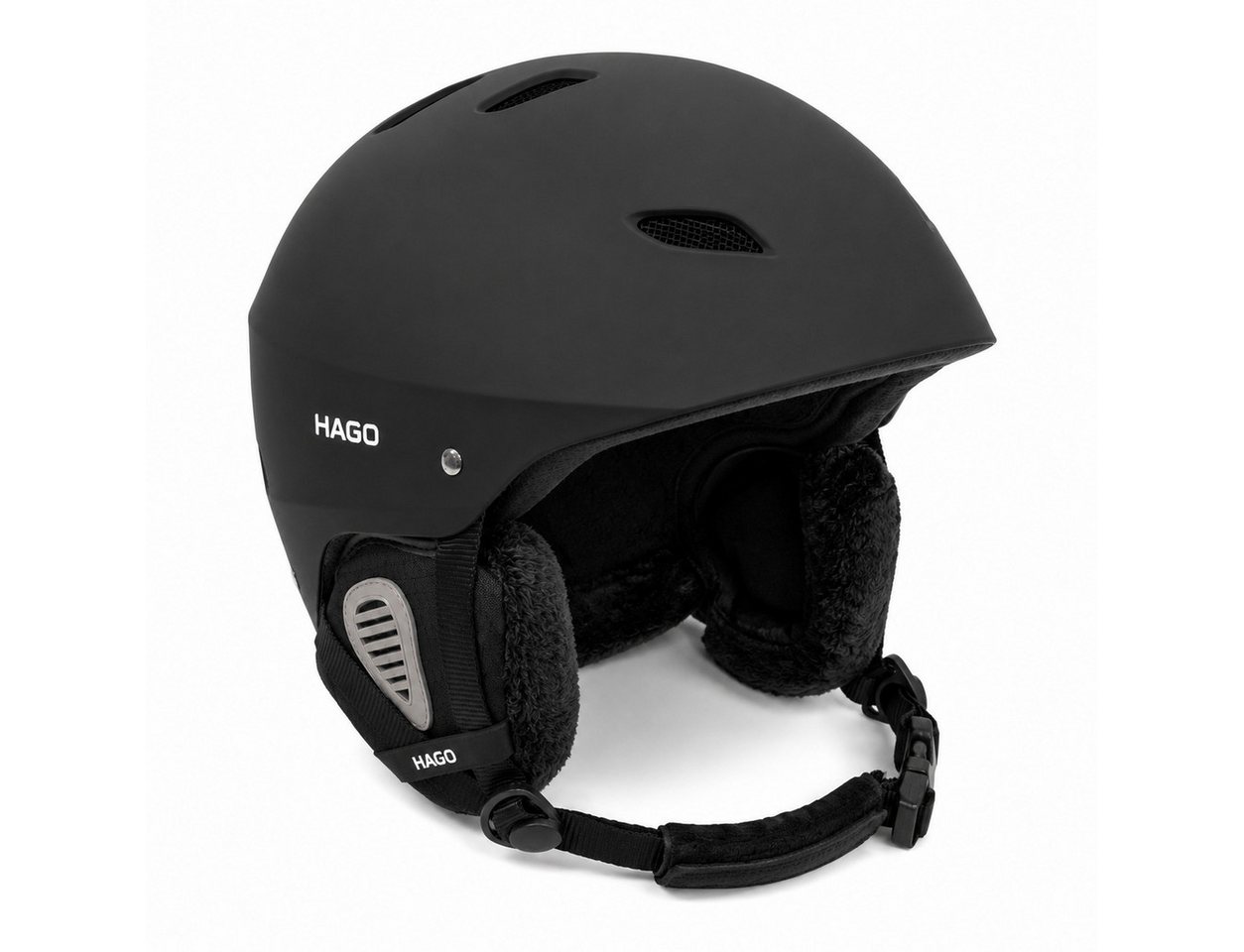 HAGO Skihelm Snowboardhelm Wintersporthelm ABS-Kunststoff EPS-Schaumstoff Sturzhelm (1-tlg., Inkl. Aufbewahrungstasche), Belüftung, Ohrenwärmer, Einstellrad, Brillenhalter, Fleece