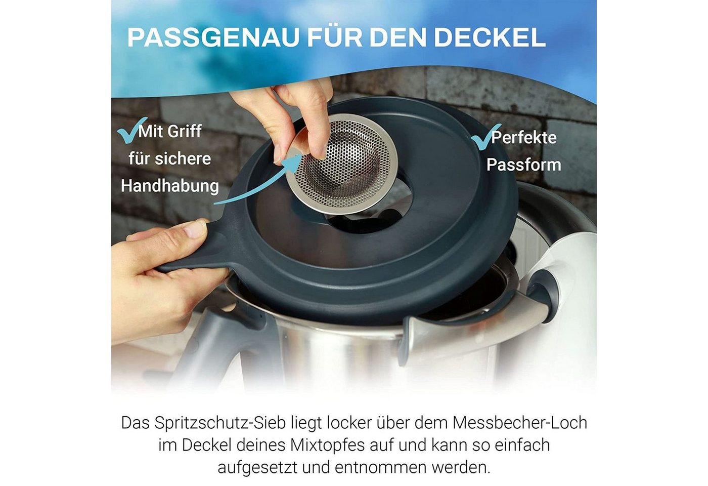 mix-slider Siebaufsatz Spritzschutz Sieb für Thermomix, Spritzschutz für den Deckel für Thermomix Bild 5