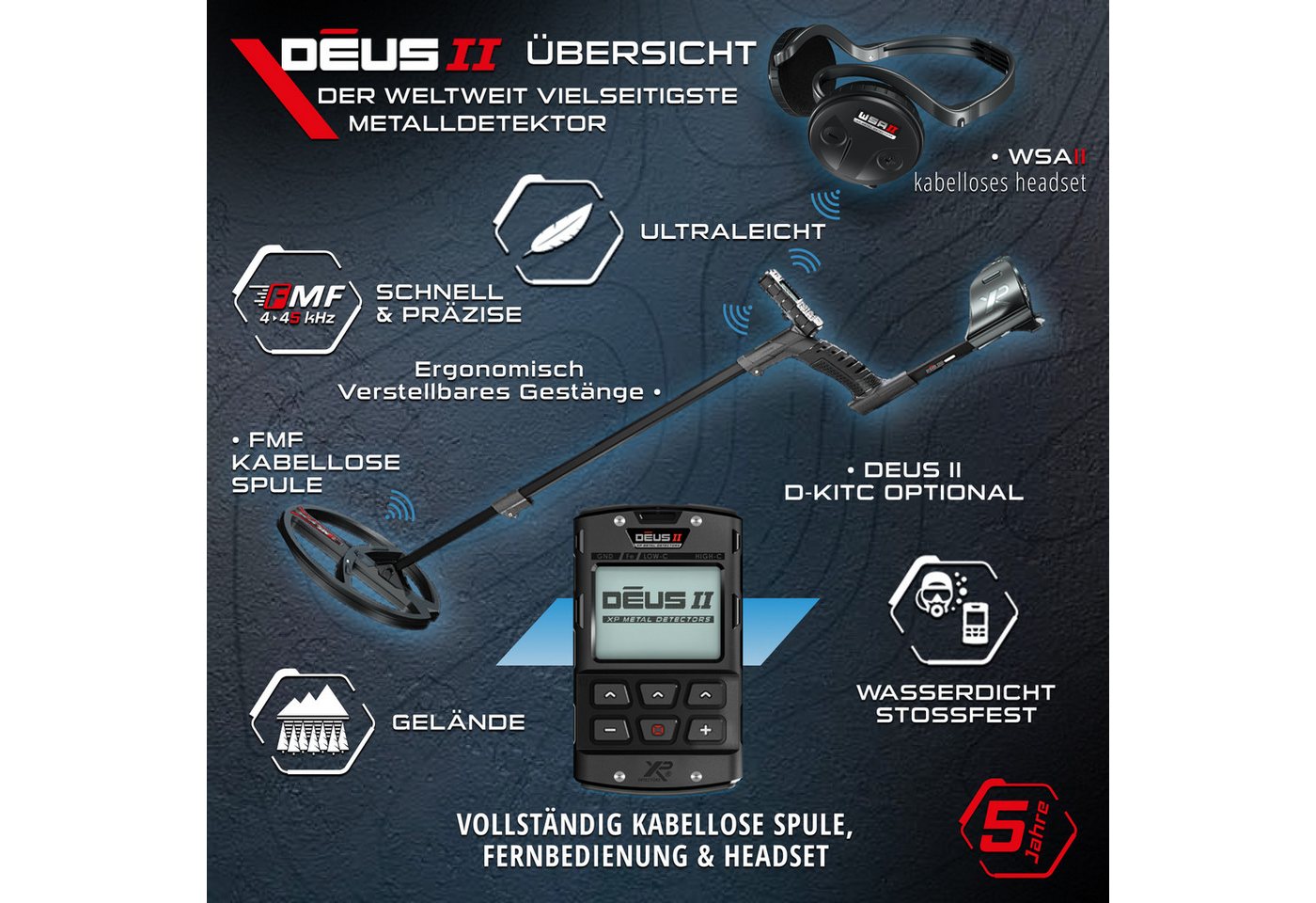 XP Metalldetektor XP DEUS 2 II 28 FMF RC WSA 2, 28cm Spule, WSA 2 Kopfhörer Bild 5