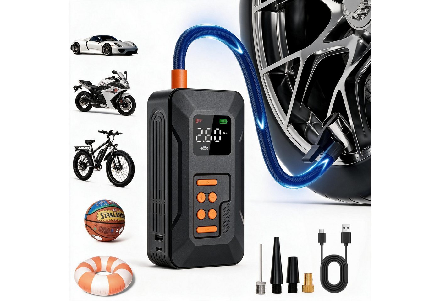 ibettertec Starthilfe Powerbank Auto 18000mAh(12V),4-in-1 Starthilfegerät Autobatterie-Ladegerät (Starthilfe Powerbank mit Luftkompressor) Bild 4