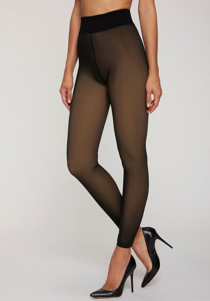 Lavana Thermostrumpfhose Warm & Transparent mit Innenfleece gefütterte Fein-Strumpfhose, (Packung 1 St. Gr. S/M (36-38) und Gr. L/XL (40/42) ohne Fuß durchscheinend mit wärmendem Innen-Fleece und Komfortbund Bild 5
