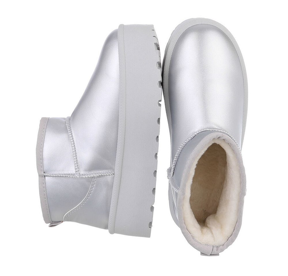 Ital-Design Damen Snowboots Freizeit Snowboots Plateaustiefeletten Snowboots (87124640) Flach Plateaustiefeletten in Silber Bild 2