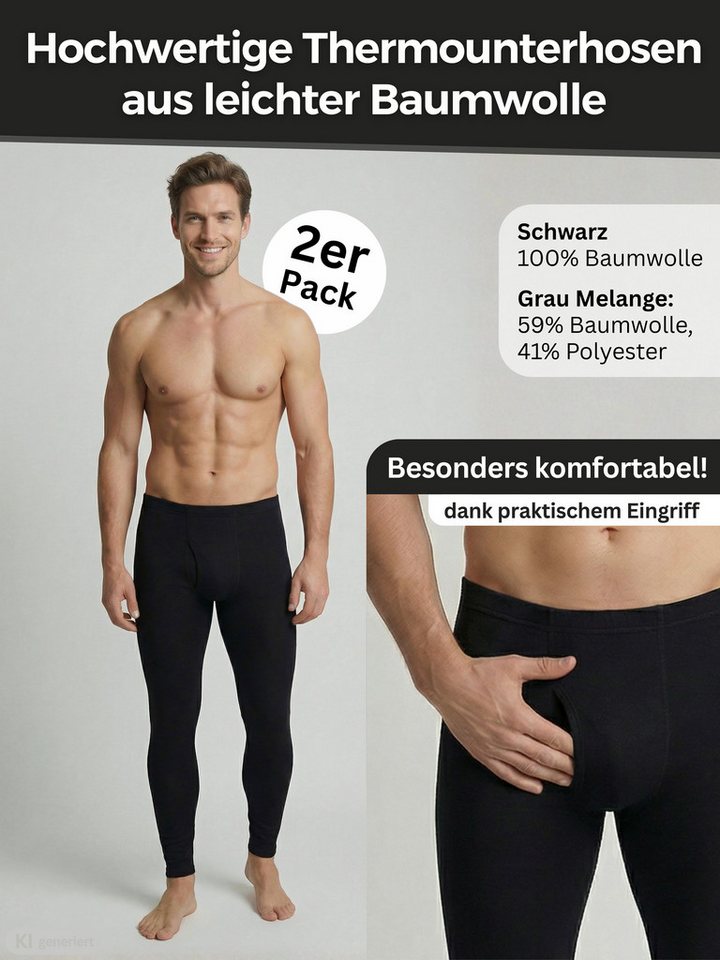 MEDOLY Thermounterhose Lange Unterhose aus leichter Baumwolle, Long John (2 Stück) mit praktischen Eingriff Bild 3