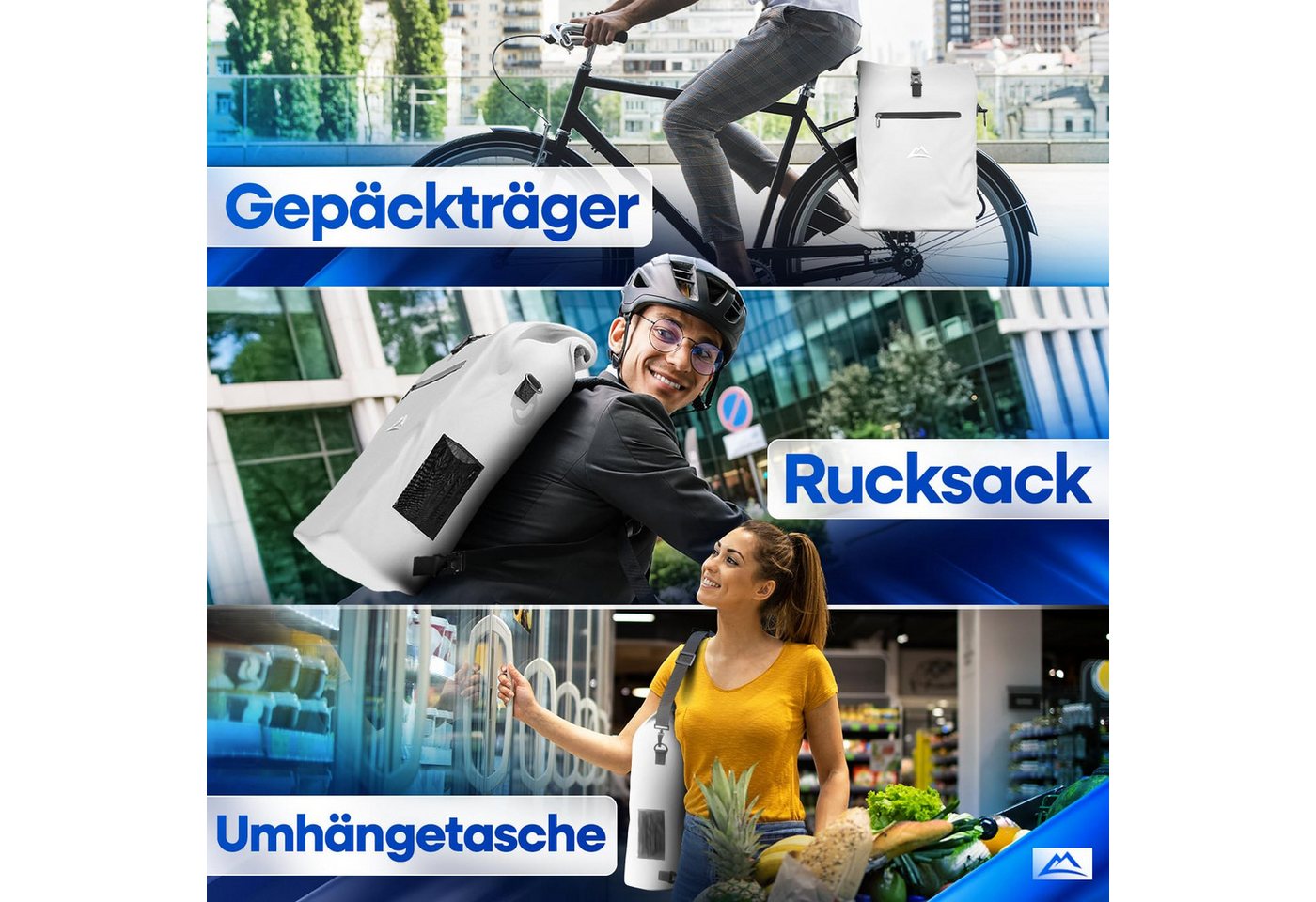 Nextcover Fahrradtasche NextBag TPU 3in1: Gepäckträgertasche, Rucksack & Umhängetasche, 25 L Bild 2