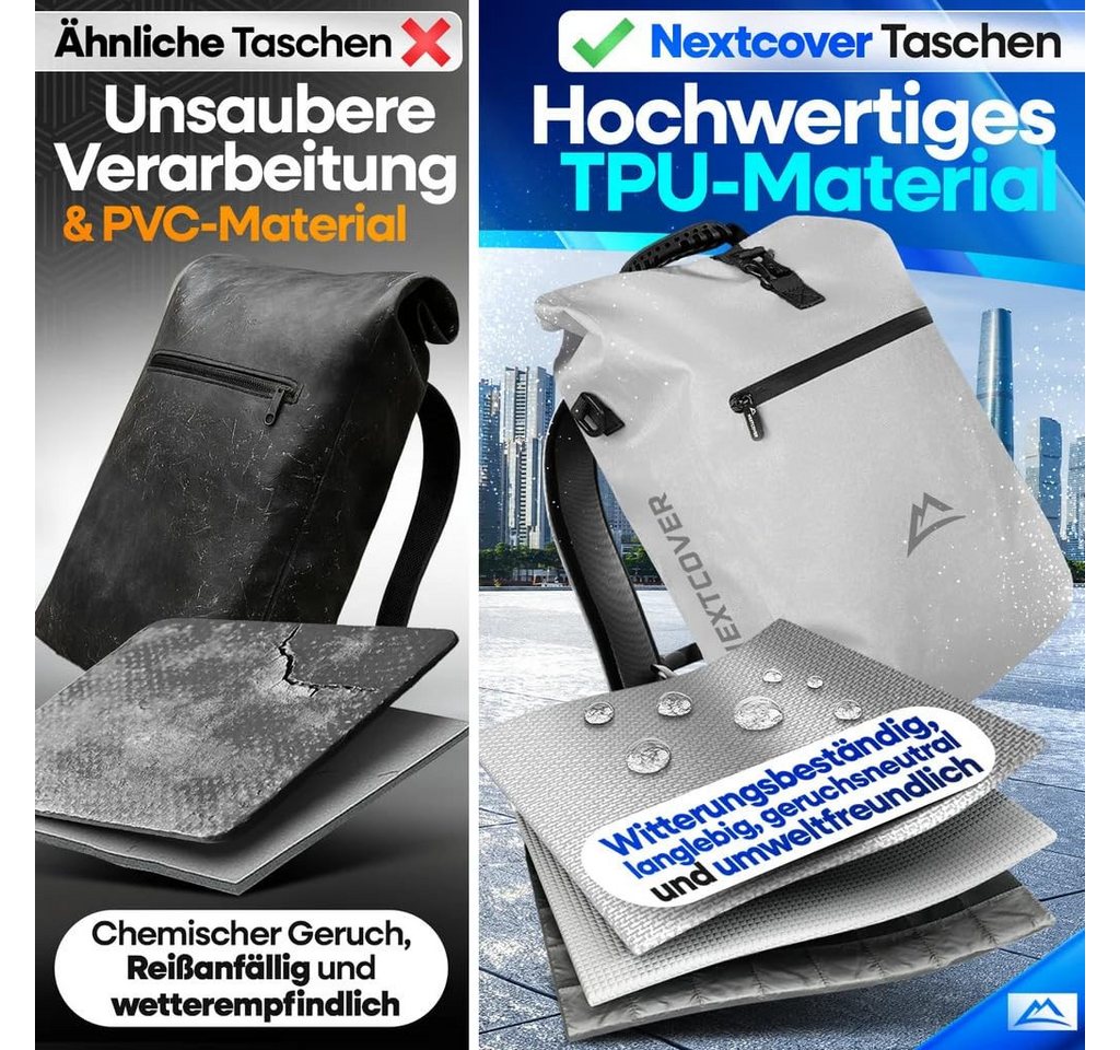 Nextcover Fahrradtasche NextBag TPU 3in1: Gepäckträgertasche, Rucksack & Umhängetasche, 25 L Bild 5