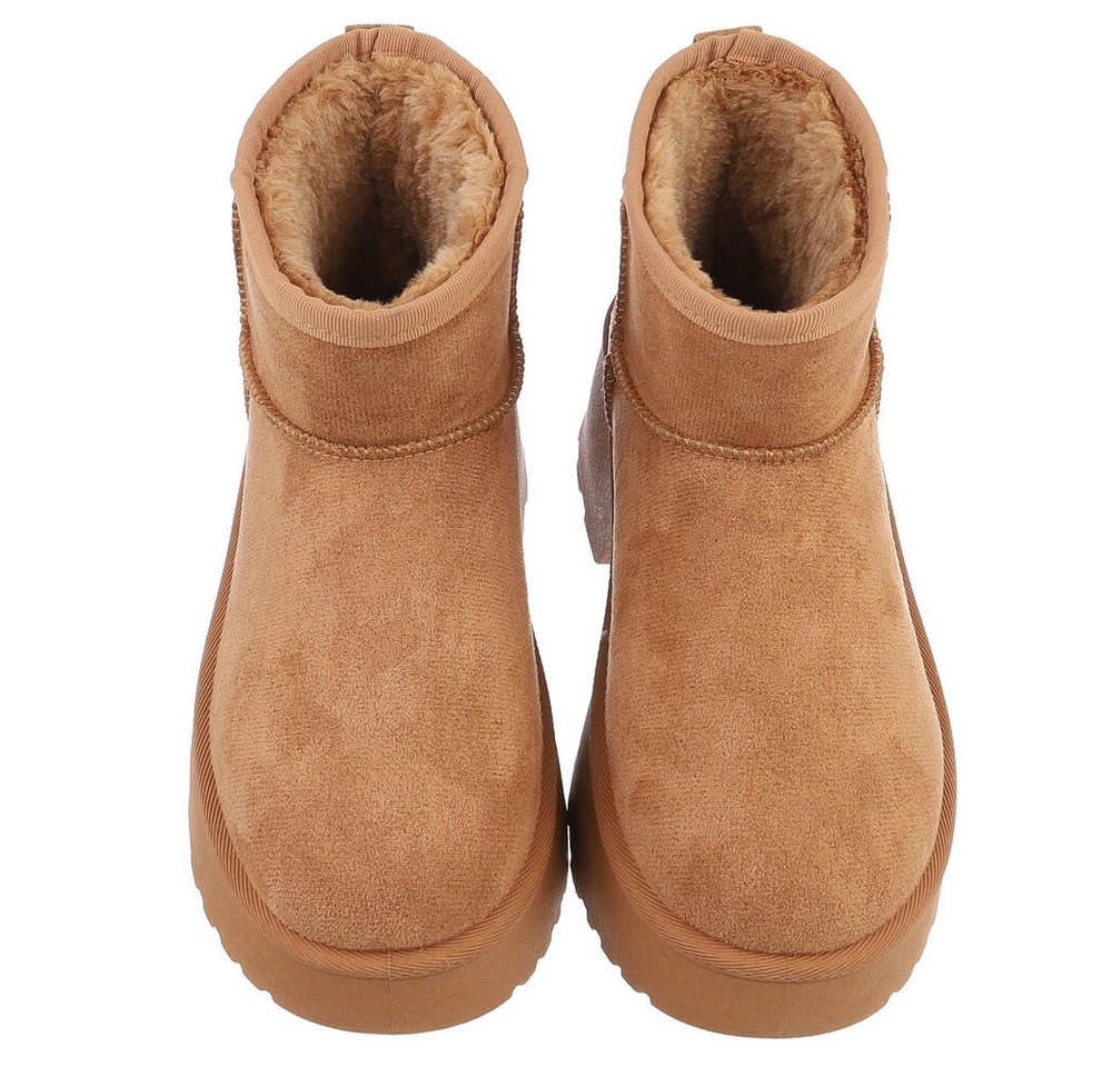 Ital-Design Plattform Ankle Boots für Damen – Stilvoll & Bequem Snowboots (90503040) Blockabsatz Stiefeletten in Camel Bild 5