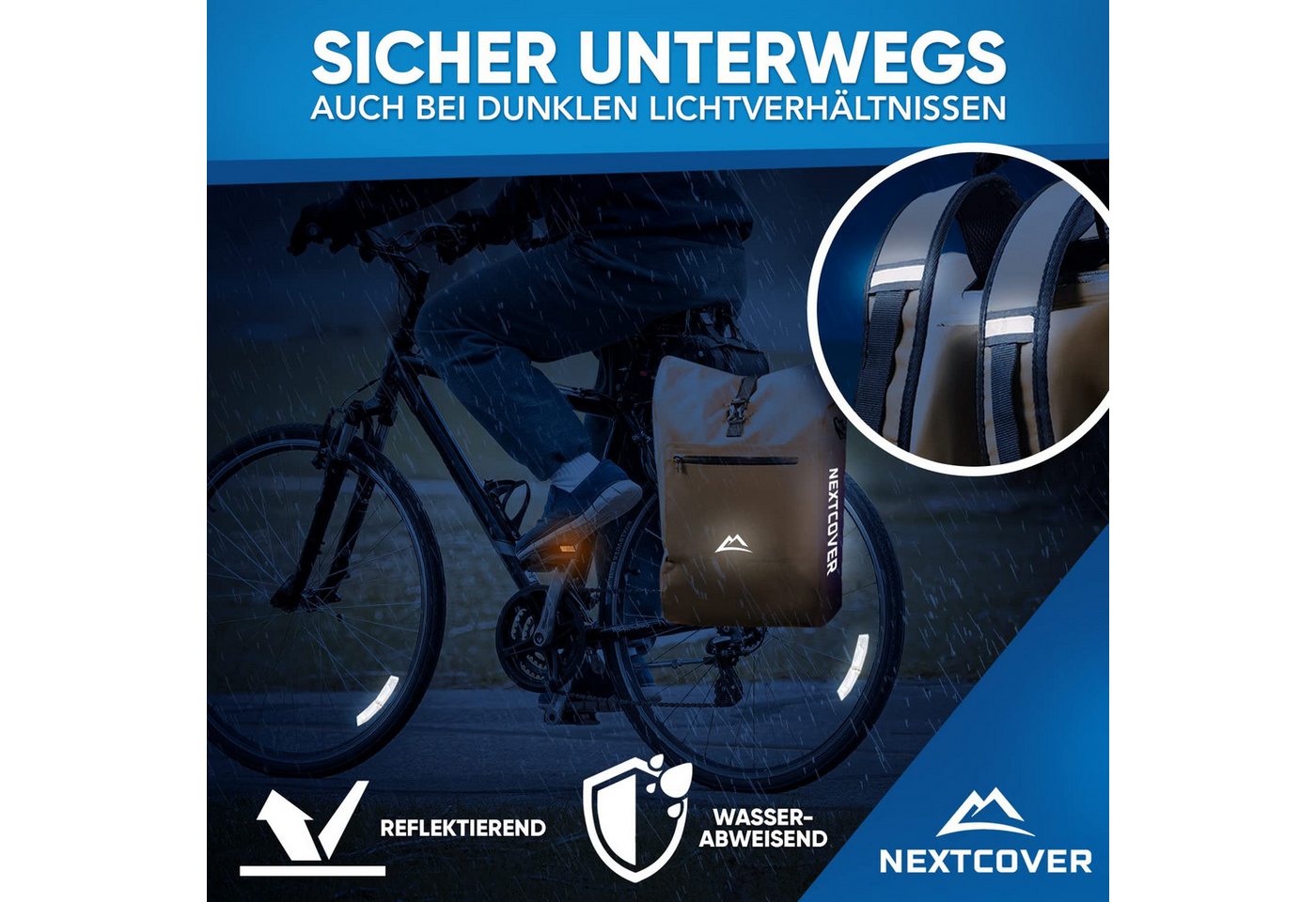 Nextcover Fahrradtasche NextBag 3in1: Gepäckträgertasche, Rucksack & Umhängetasche, 25 Liter Bild 5
