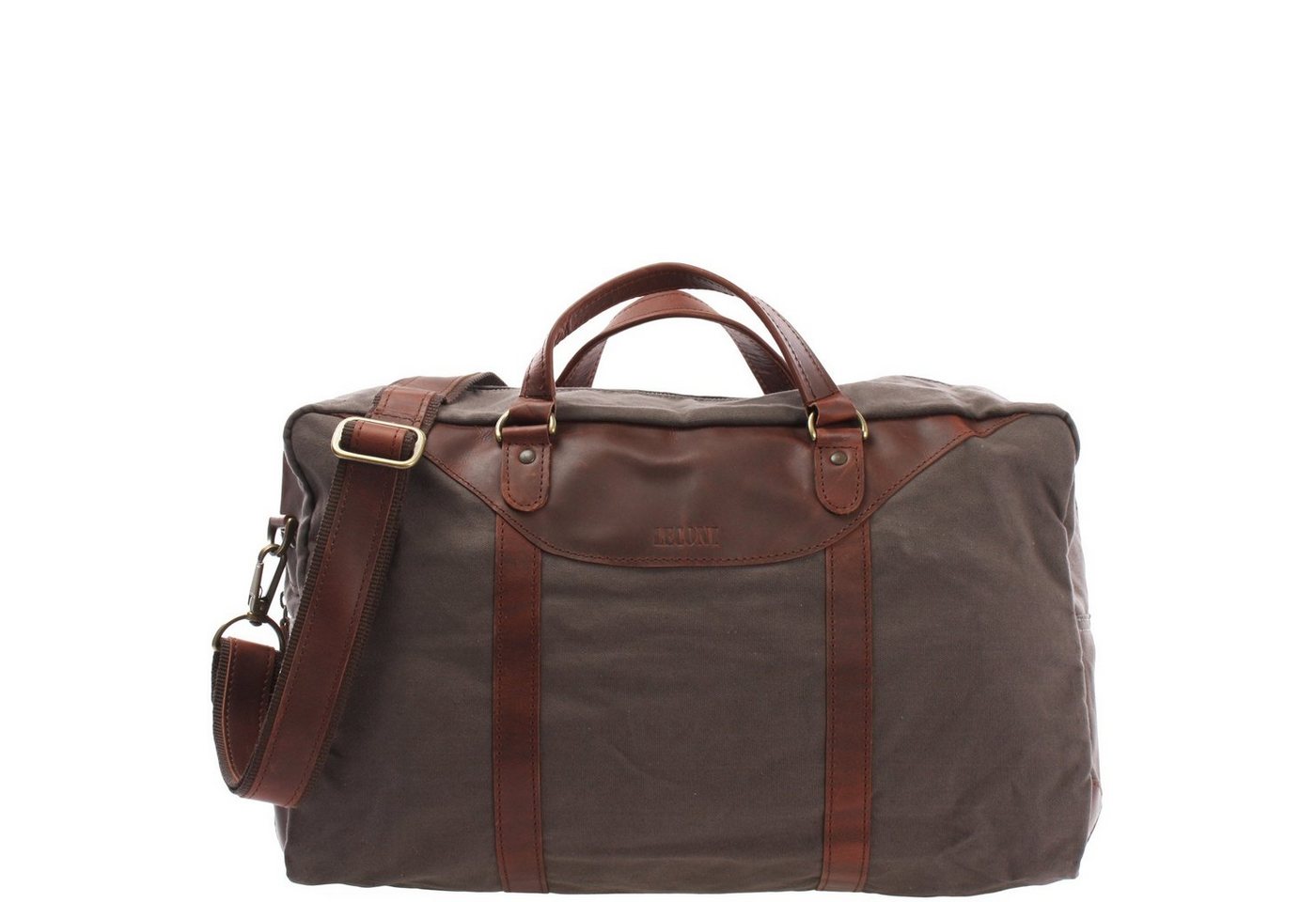 LECONI Weekender kleine Reisetasche Damen & Herren Sporttasche Canvas + Leder LE2009, Canvas & Leder - abnehmbarer Schulterriemen - 45x25x20 cm