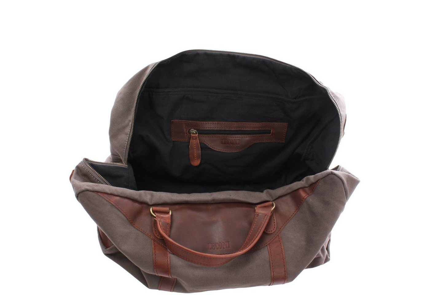 LECONI Weekender kleine Reisetasche Damen & Herren Sporttasche Canvas + Leder LE2009, Canvas & Leder - abnehmbarer Schulterriemen - 45x25x20 cm Bild 3