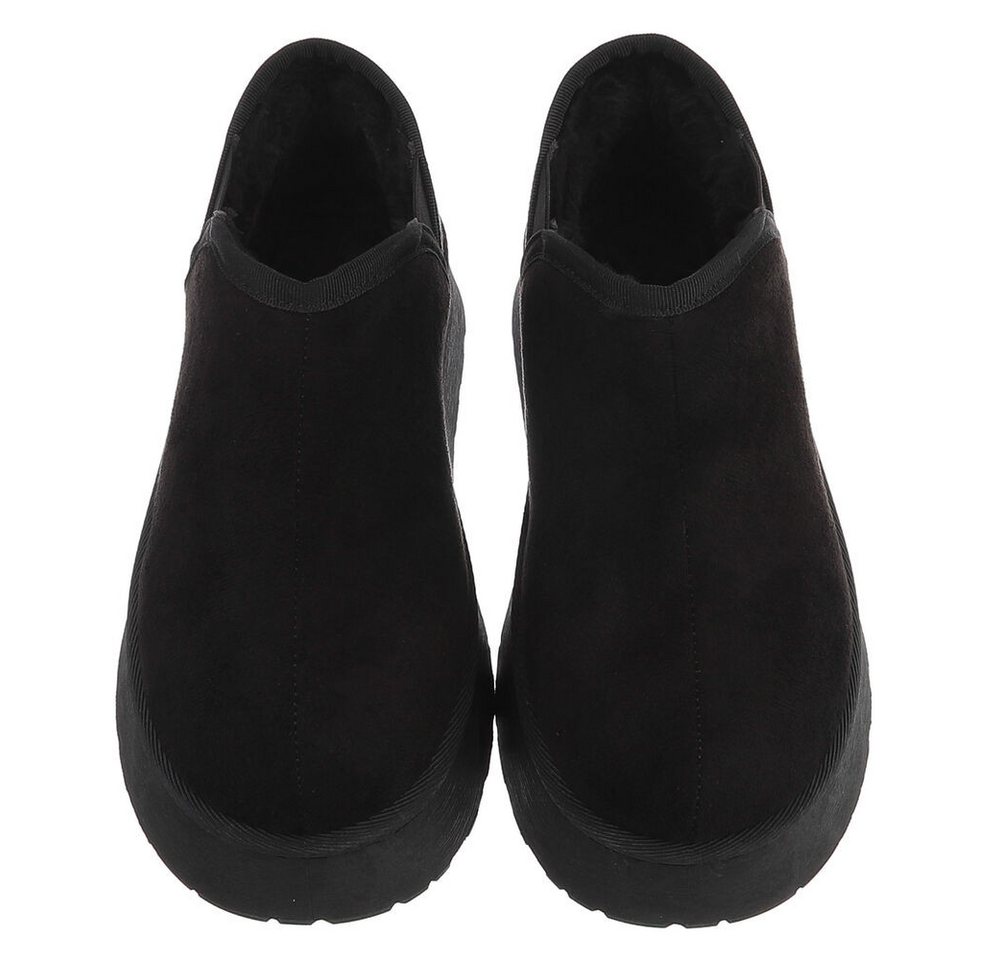 Ital-Design Damen Slip-on Plateau Schuh mit Profilsohle Snowboots (92214525) Flach Stiefeletten in Schwarz