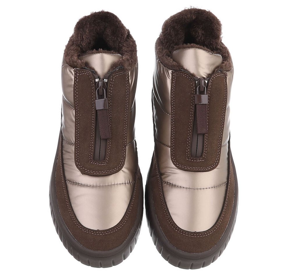 Ital-Design Damen Winter-Sneaker mit Plateau und Reißverschluss Snowboots (92497427) Flach Stiefeletten in Braun Bild 3