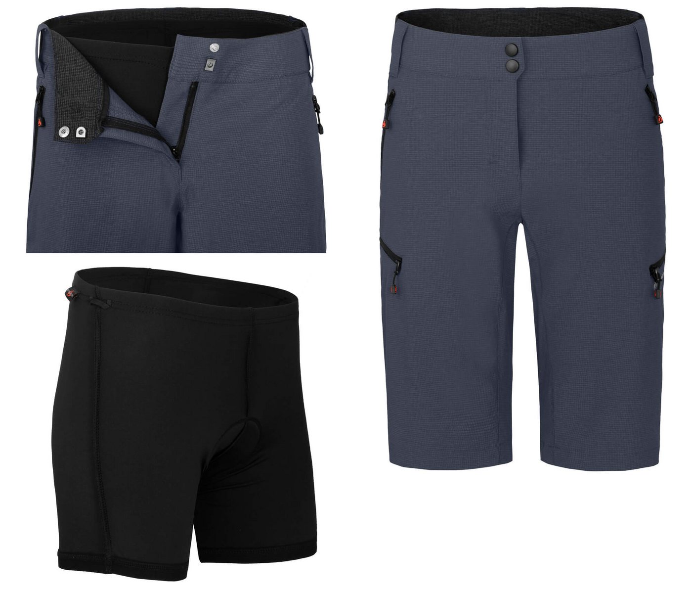 Bergson Fahrradhose VINA Bermuda Damen 2in1 Radshorts, mit gepolsterter Innenhose, Normalgrößen, grau Bild 4