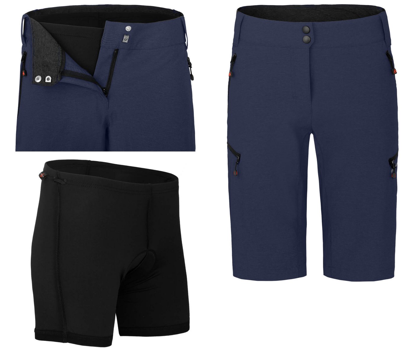 Bergson Fahrradhose VINA Bermuda Damen 2in1 Radshorts, mit gepolsterter Innenhose, Normalgrößen, peac Bild 4