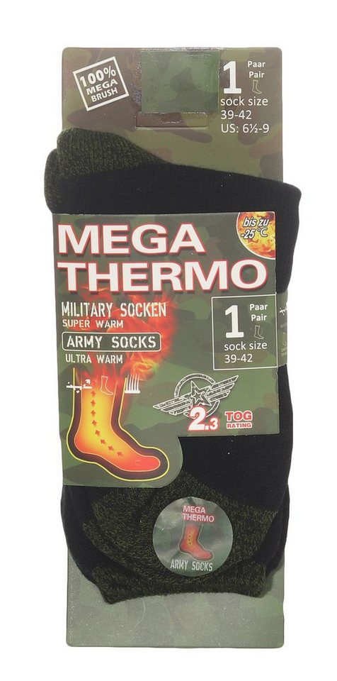 CLEO STYLE Thermosocken Thermo Socken 23 Schwarz / Tarn 43-46