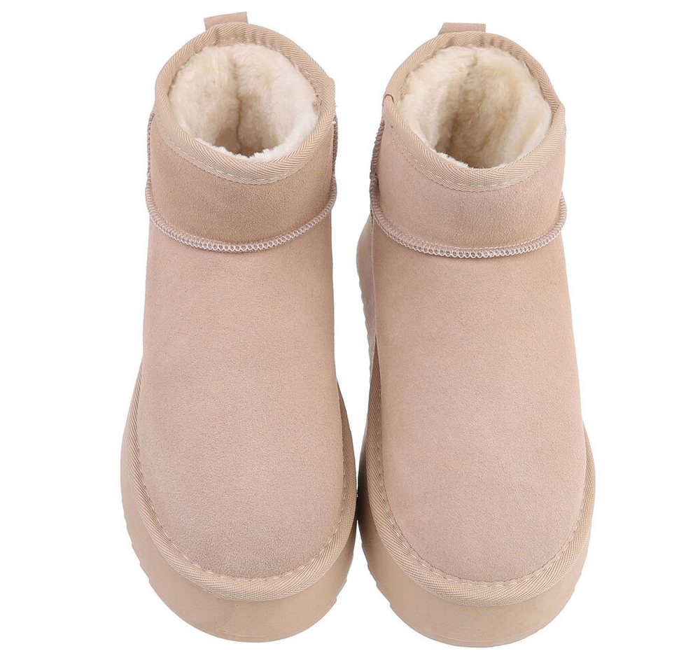 Ital-Design Damen Leder Plateau Boots Freizeit & Alltag Snowboots (91971155) Flach Stiefeletten in Beige Bild 3