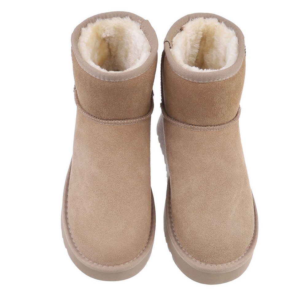 Ital-Design Echte Lederstiefel für Damen – Bequem und Stylish Snowboots (88519317) Flach Stiefeletten in Hellbraun
