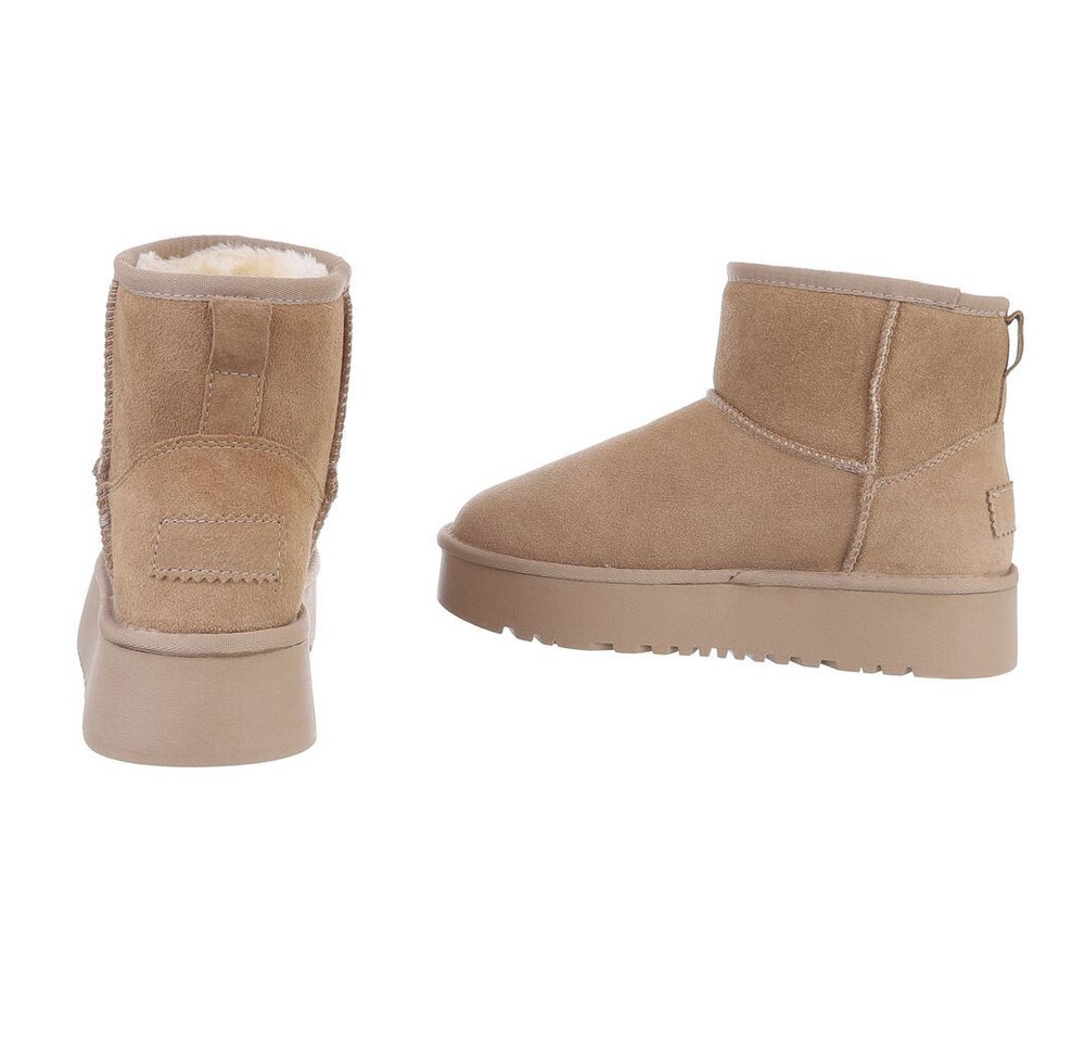 Ital-Design Echte Lederstiefel für Damen – Bequem und Stylish Snowboots (88519317) Flach Stiefeletten in Hellbraun Bild 3