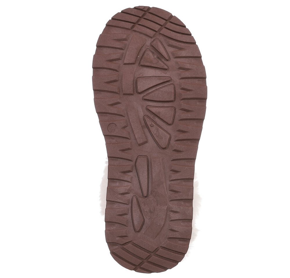 Ital-Design Damen Plüsch Slip-On Schuhe für Alltag und Freizeit Snowboots (90457924) Flach Stiefeletten in Braun Bild 4