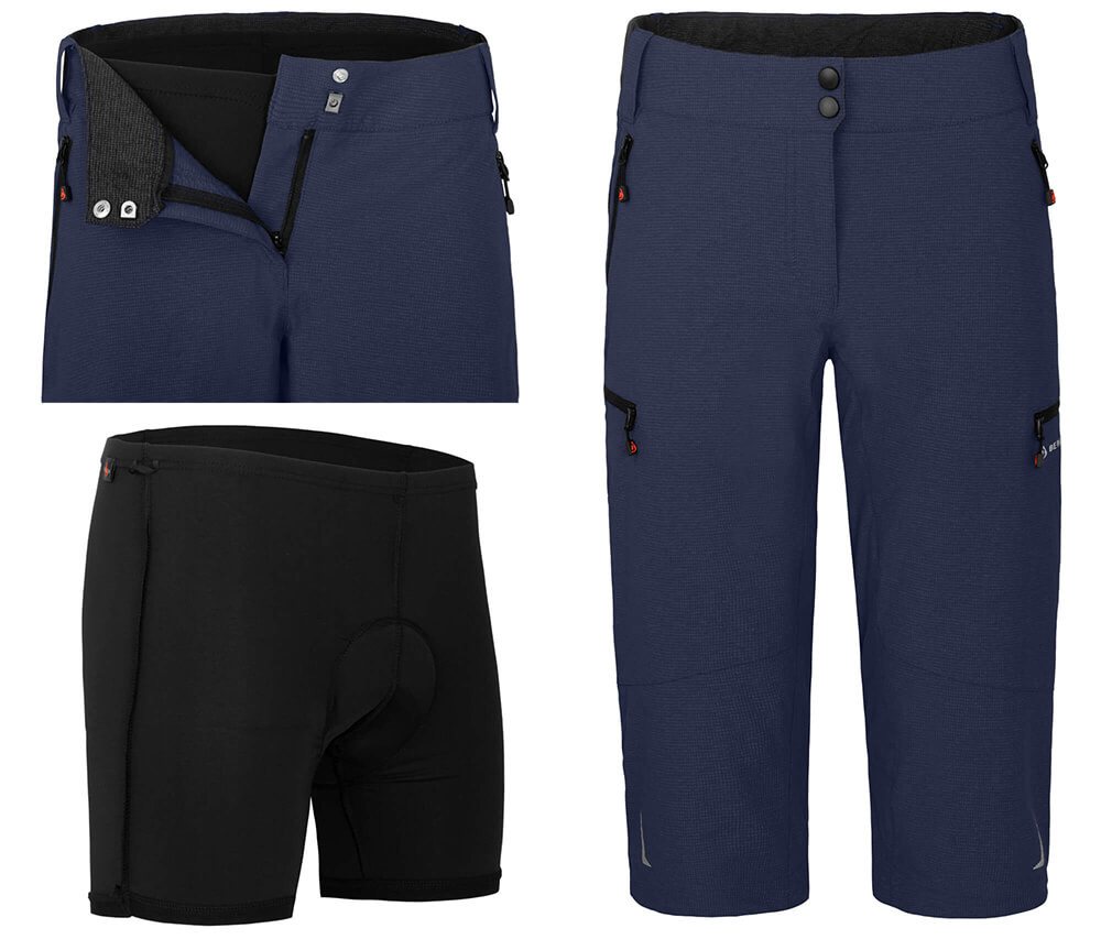 Bergson Fahrradhose VINA Capri Damen 3/4 Radhose 2in1, mit gepolsterter Innenhose, Normalgrößen, pea Bild 4