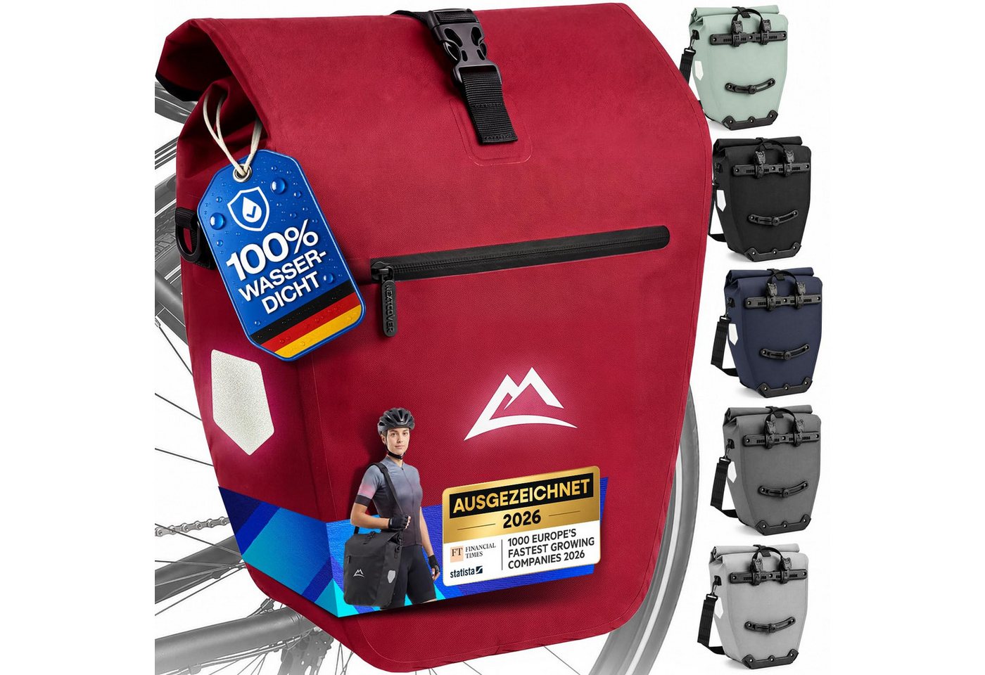 Nextcover Fahrradtasche 2in1 TPU: Gepäckträgertasche & Umhängetasche mit Klick-System, 28 L Bild 2