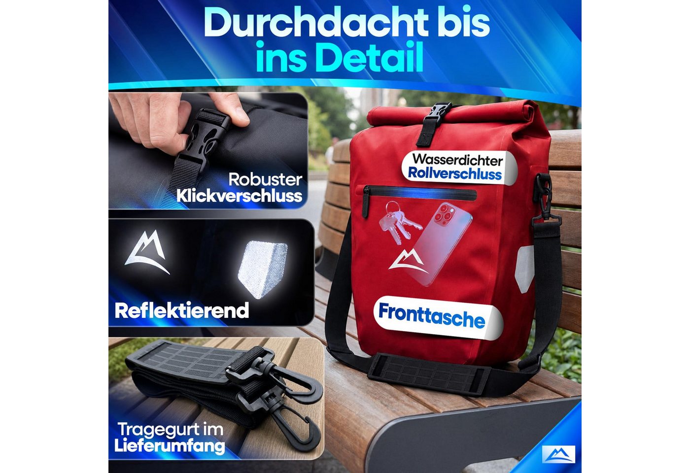 Nextcover Fahrradtasche 2in1 TPU: Gepäckträgertasche & Umhängetasche mit Klick-System, 28 L Bild 4