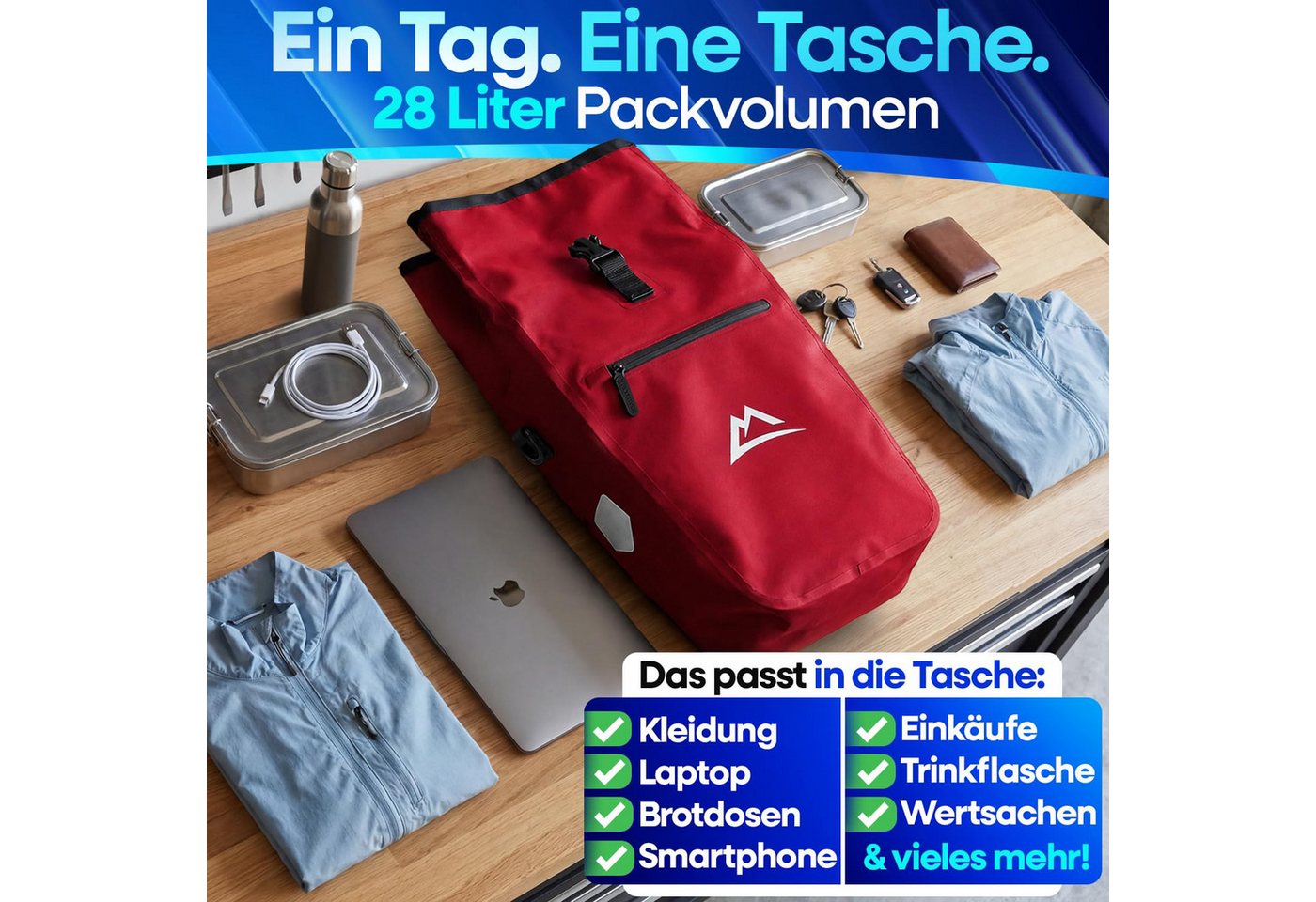Nextcover Fahrradtasche 2in1 TPU: Gepäckträgertasche & Umhängetasche mit Klick-System, 28 L Bild 5