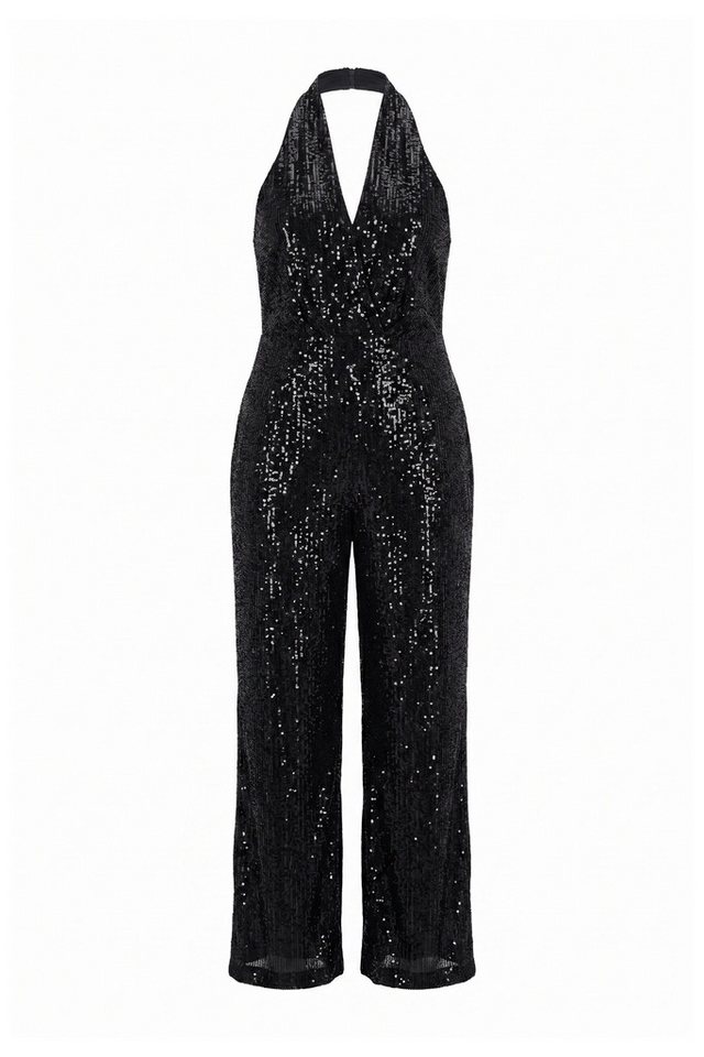 Ulla Popken Funktionshose Jumpsuit Pailletten Neckholder V-Ausschnitt Bild 2