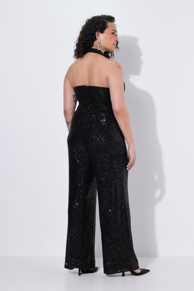 Ulla Popken Funktionshose Jumpsuit Pailletten Neckholder V-Ausschnitt Bild 4