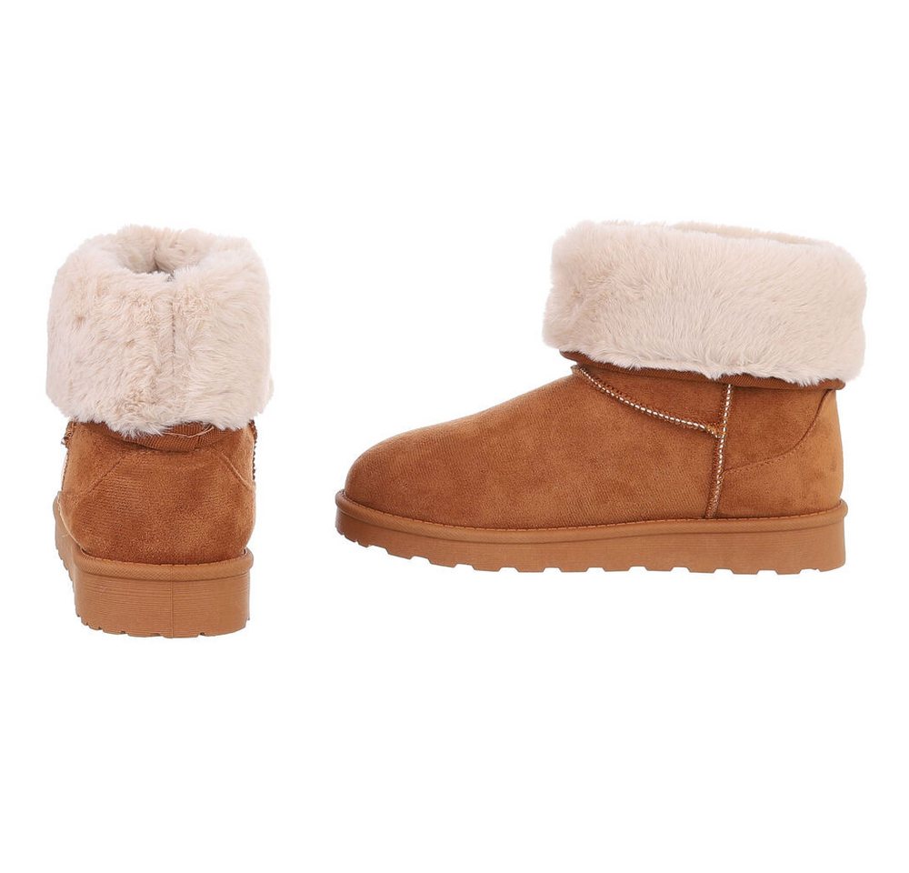 Ital-Design Damen Snowboots Freizeit Snowboots (88460407) Flach Flache Stiefeletten in Camel Bild 2