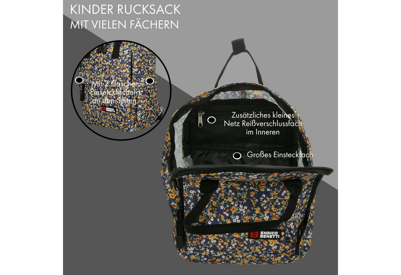 Enrico Benetti Kinderrucksack Rucksack für Kinder (Kindergarten, Freizeitrucksack Mädchen Junge), ab 3 Jahren Bild 4