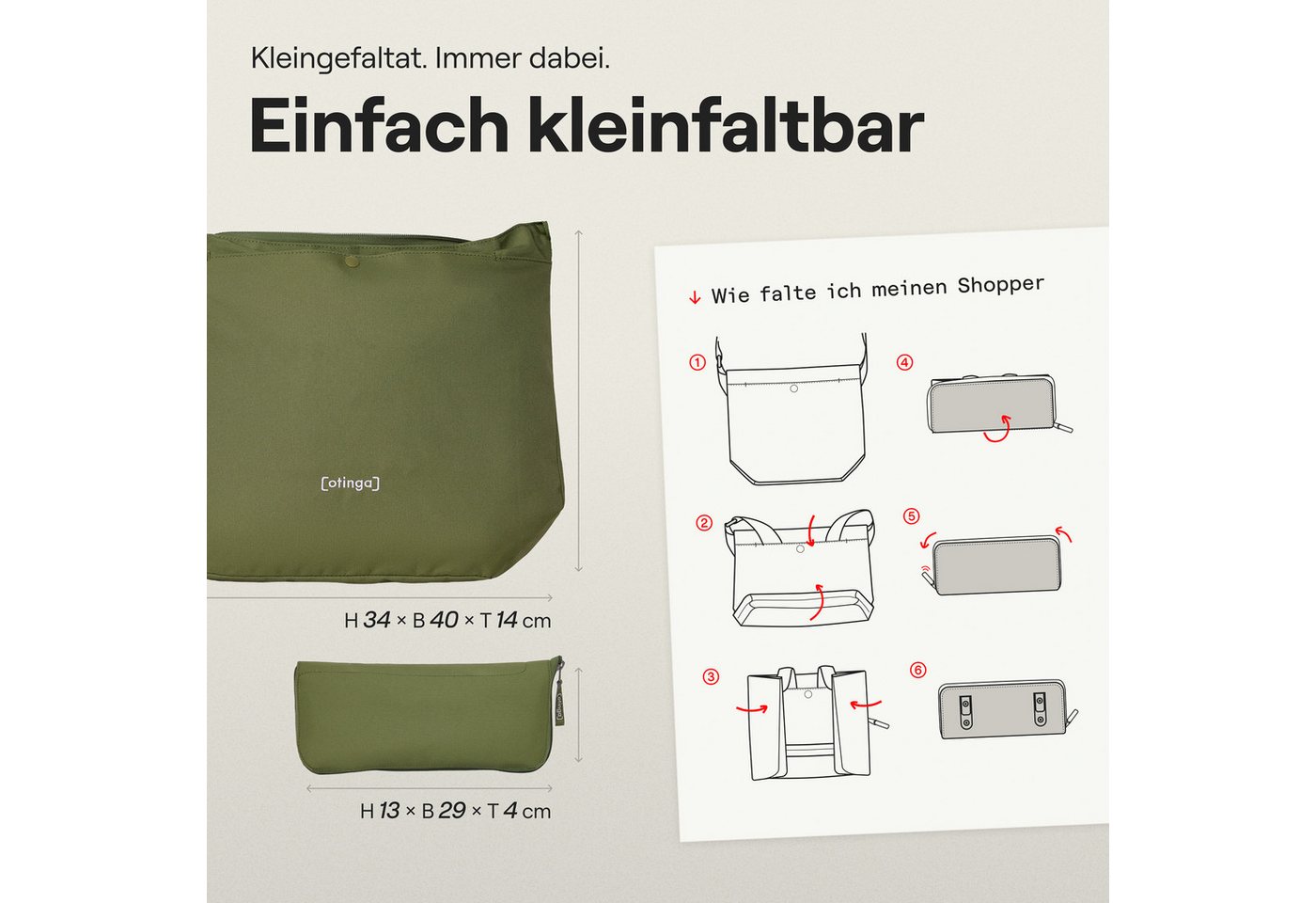 otinga Fahrradtasche - Shopper, Moderne Einkaufstasche, wasserdichte Fahrradtasche