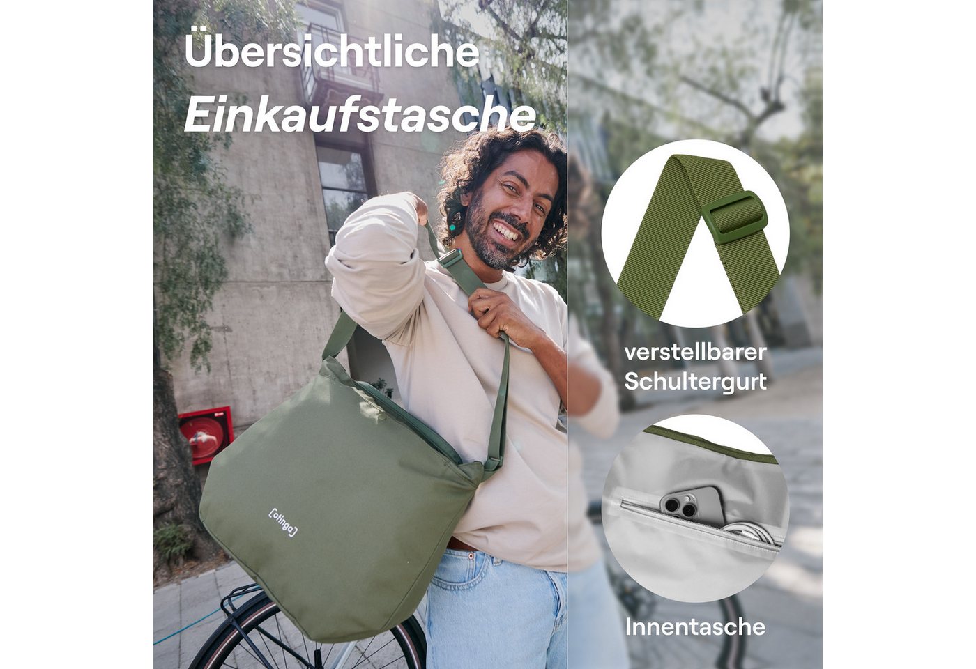 otinga Fahrradtasche - Shopper, Moderne Einkaufstasche, wasserdichte Fahrradtasche Bild 2