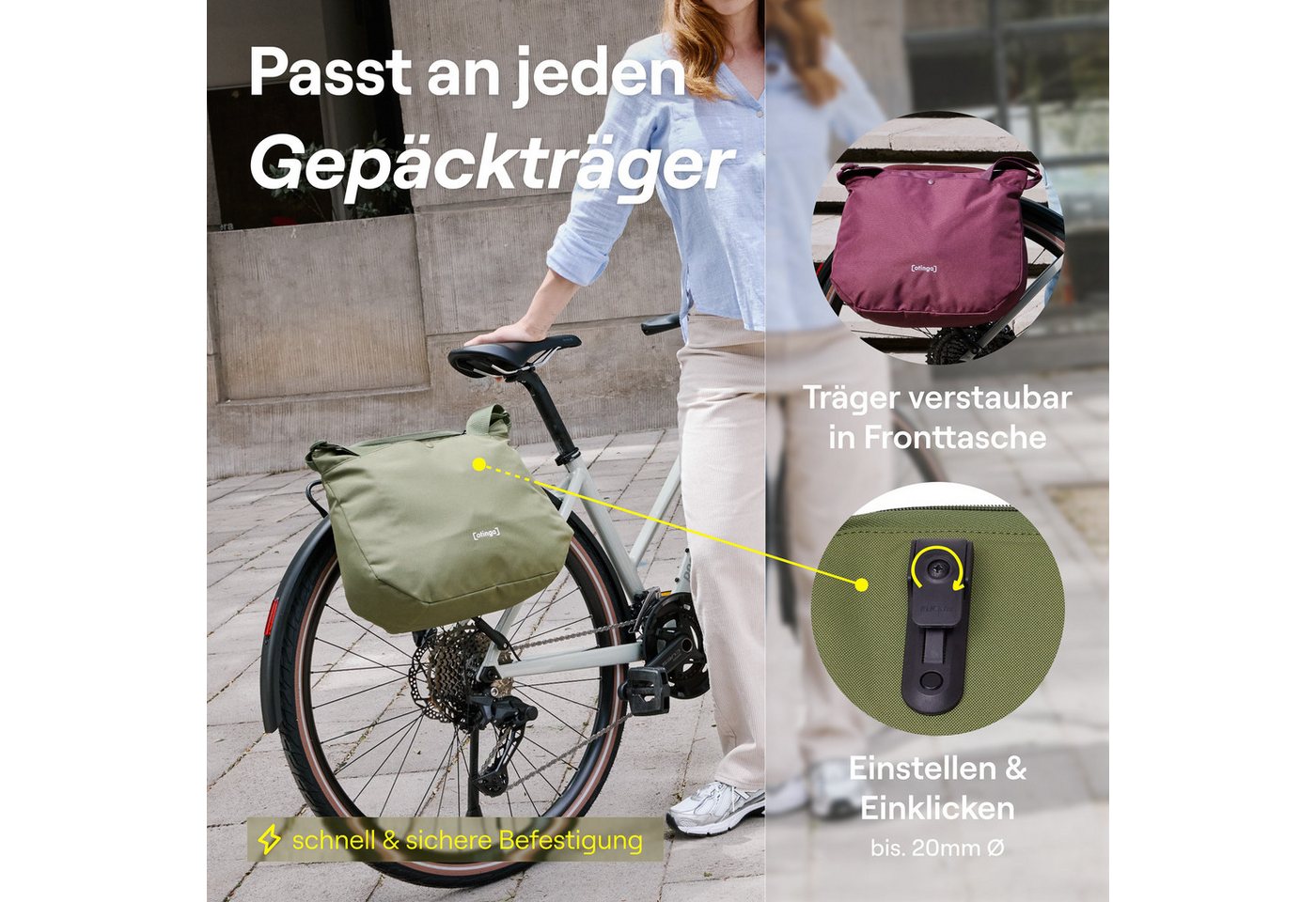 otinga Fahrradtasche - Shopper, Moderne Einkaufstasche, wasserdichte Fahrradtasche Bild 4