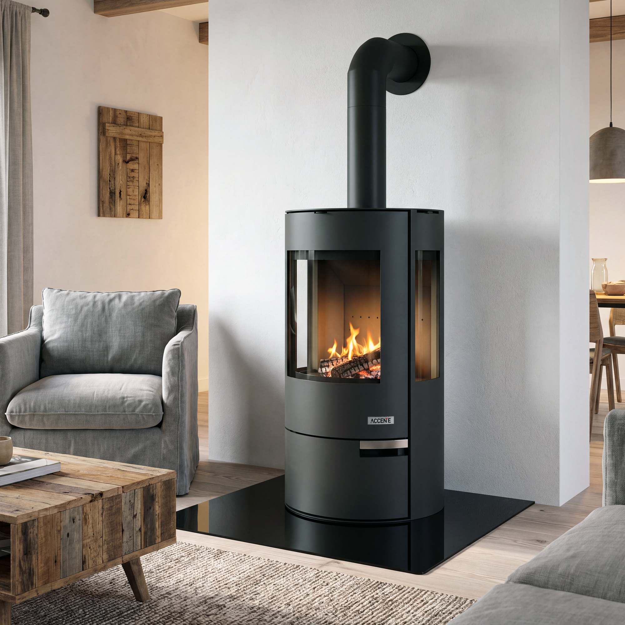 Accente International Kaminofen 'Alster Tri' schwarz 11 kW Bild 2