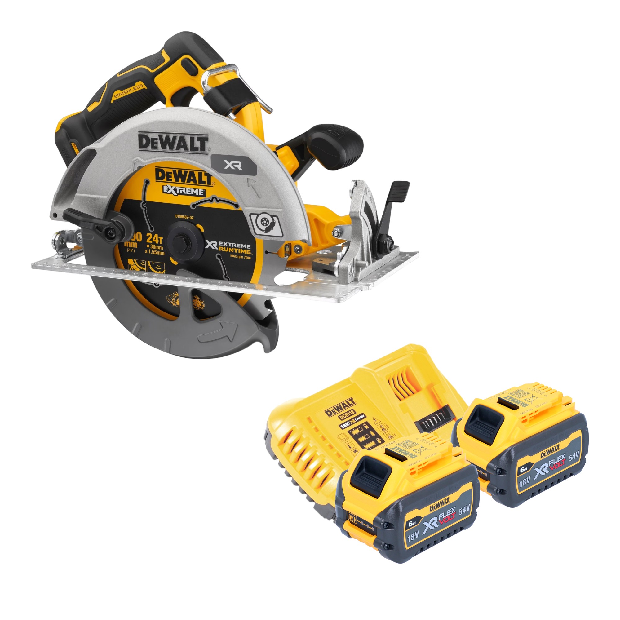 Dewalt Dcs 573 T2 Akku Handkreissäge 18 V 190 X 30 Mm Brushless + 2x Akku 6,0 Ah + Ladegerät