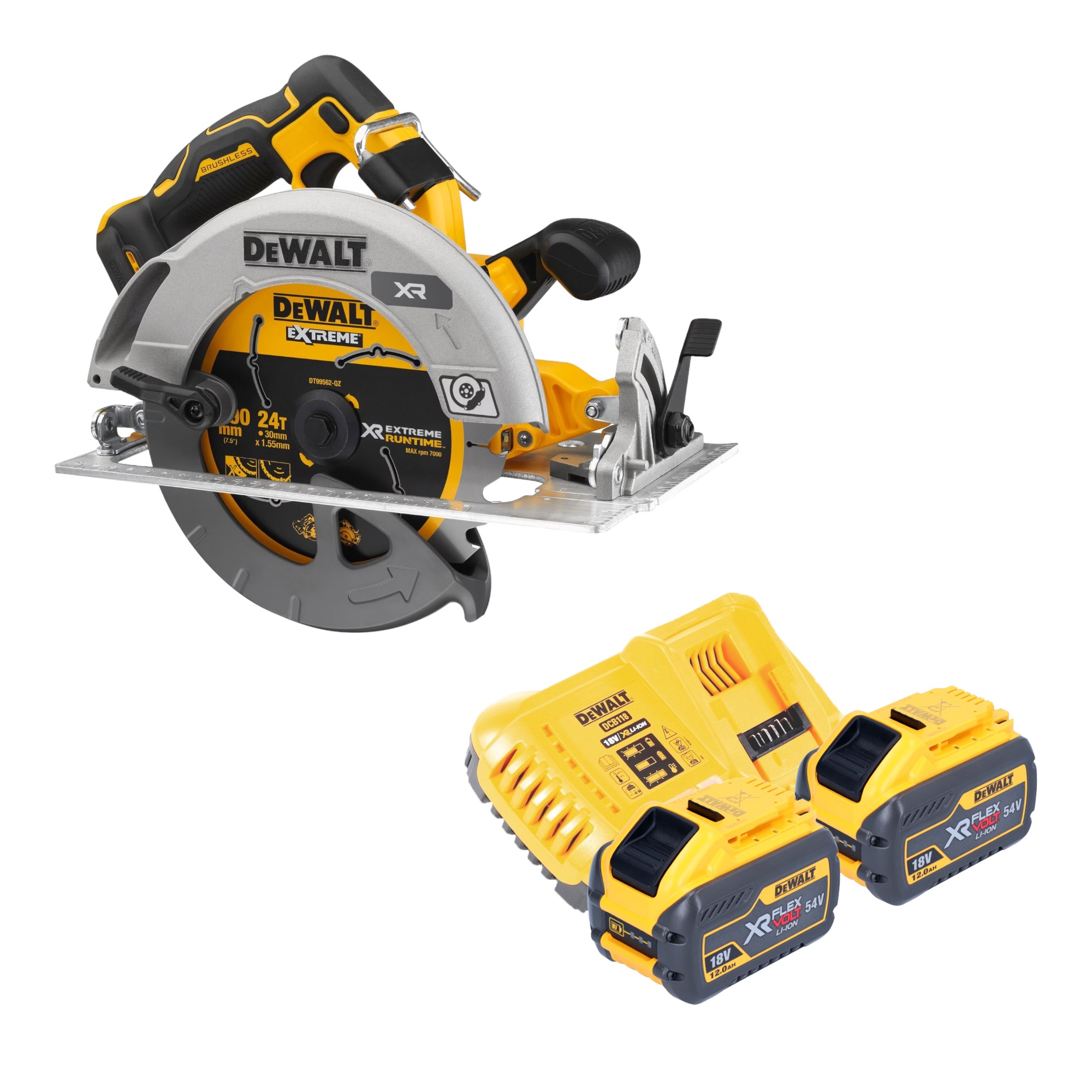 Dewalt Dcs 573 Y2 Akku Handkreissäge 18 V 190 X 30 Mm Brushless + 2x Akku 12,0 Ah + Ladegerät