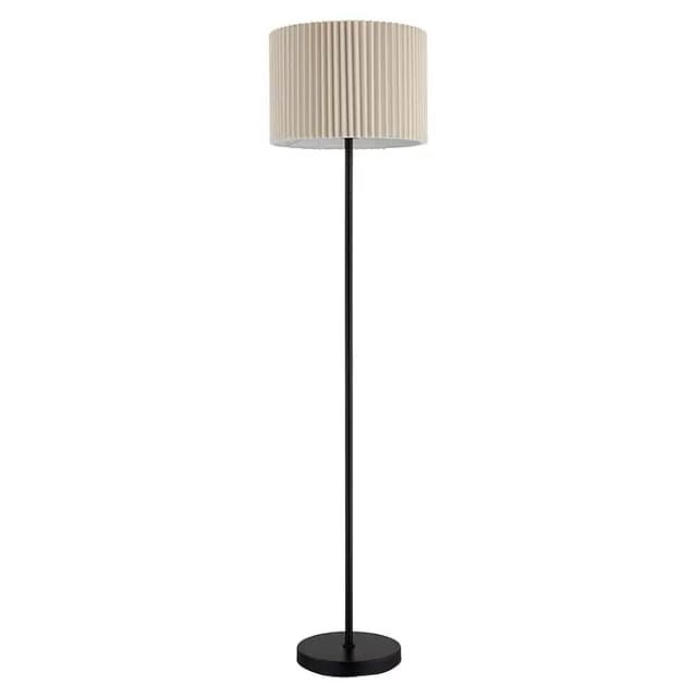 Globo Lighting - Stehleuchte Textil Natur Standlampe Schwarz Wohnzimmerleuchte Stehend, Metall, E27 Fassung, Dxh 38 X 152 Cm