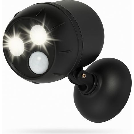 1 Led-außenstrahler, Pir-bewegungsmelder, 360° Drehbarer Kopf, 1000 Lumen, Kabellos, Aa-batterien, Außenwandleuchte