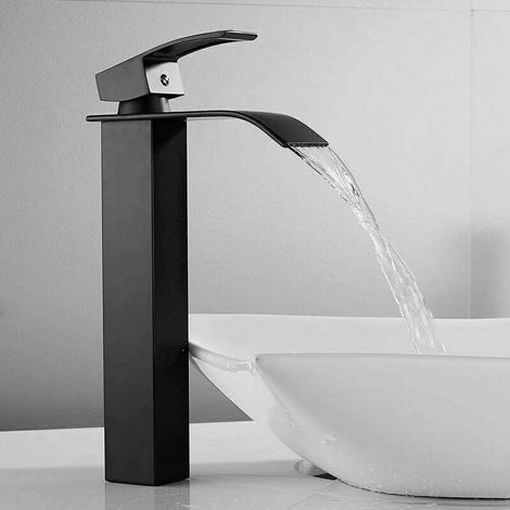 Wasserfallarmatur Mit Hohem Auslauf, Einloch-waschtischmischer, Handwaschtischarmatur Mit Einhebelmischer Aus Kupfer, Warm- Und Kaltwassermischer Für Badezimmer