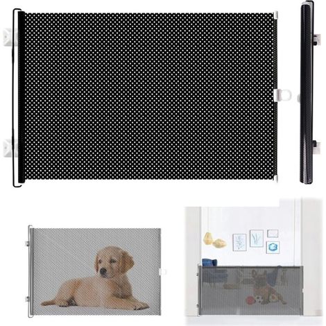 Xepho Hundeauslaufgitter, Treppenschutzgitter, Ausziehbares Gehege Für Kleintiere, Verletzungsschutznetz, Höhe 40 Cm, Ausziehbare Länge 125 Cm, Schwarze Ausführung