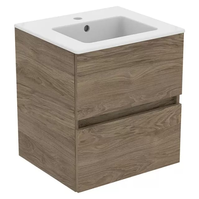 Eurovit - Waschtisch Mit Unterschrank, 55x50x44 Cm, 2 Schubladen, Nussbaum R0571y9 - Ideal Standard