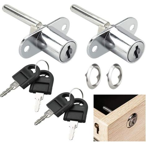 Xepho 2 Stück Büroschubladenschloss Mit Schlüsseln Zylinderschloss Für Holzschubladenschränke/büroschubladen (16mm Schlüsselloch)