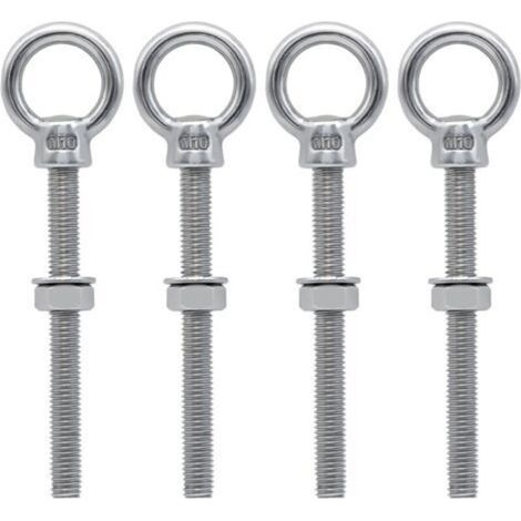 Xepho 4-teilige M10-ösen, Metrische Gewindeösen, Geschweißte Edelstahl-ösen Zum Befestigen Und Aufhängen, M10 X 100 Mm