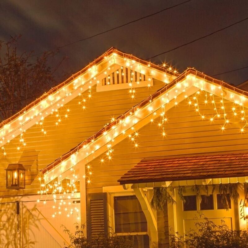 Guirlande Lumineuse De Noël D'Extérieur, 10 M, 400 Led, Rideau Lumineux De Noël Extérieur Avec 8 Modes, Étanche Ip44, Connectable, Stalactite, Pour Fête, Jardin, Balcon, Fenêtre [classe Énergétique E]